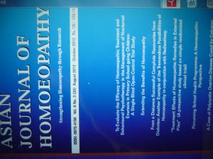 ОБЛОЖКА ЖУРНАЛА "Азиатский Журнал Гомеопатии" (Индия), в котором опубликована моя статья, отражающая то, чем я успешно занимаюсь -  сочетанием гомеопатии и радиэстезии для исцеления хронических больных...
						